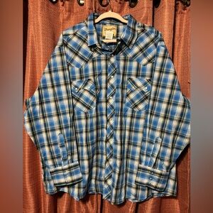 Wrangler Western Blue and Black Snap Shirt